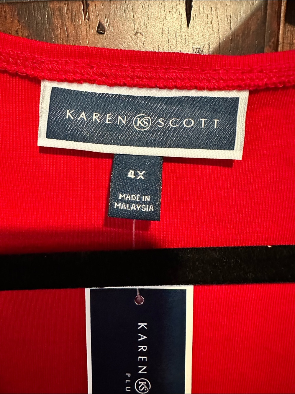 4X Karen Scott Bright cherry Fire Engine Christmas Red Scoop Neck Tshirt Top - Picture 2 of 7